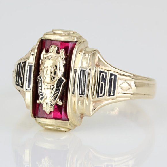 Vintage 10k Yellow Gold Class Ring from Wendall Phillips High 1961 by Jostens - Picture 3 of 8
